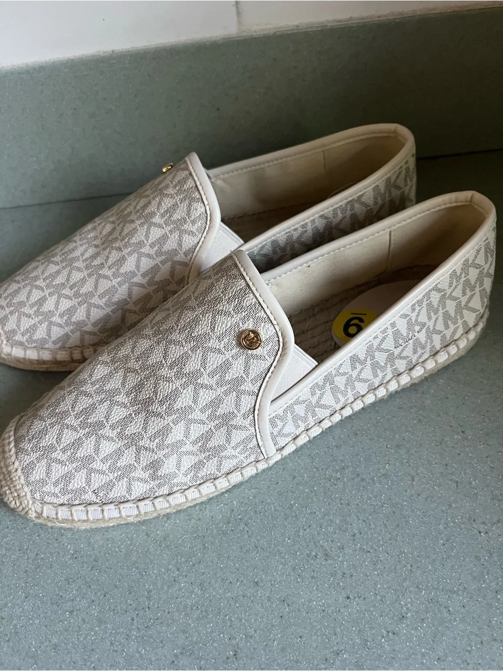 Michael Kors Cream Logo Espadrille Slip-Ons Sz 9 New